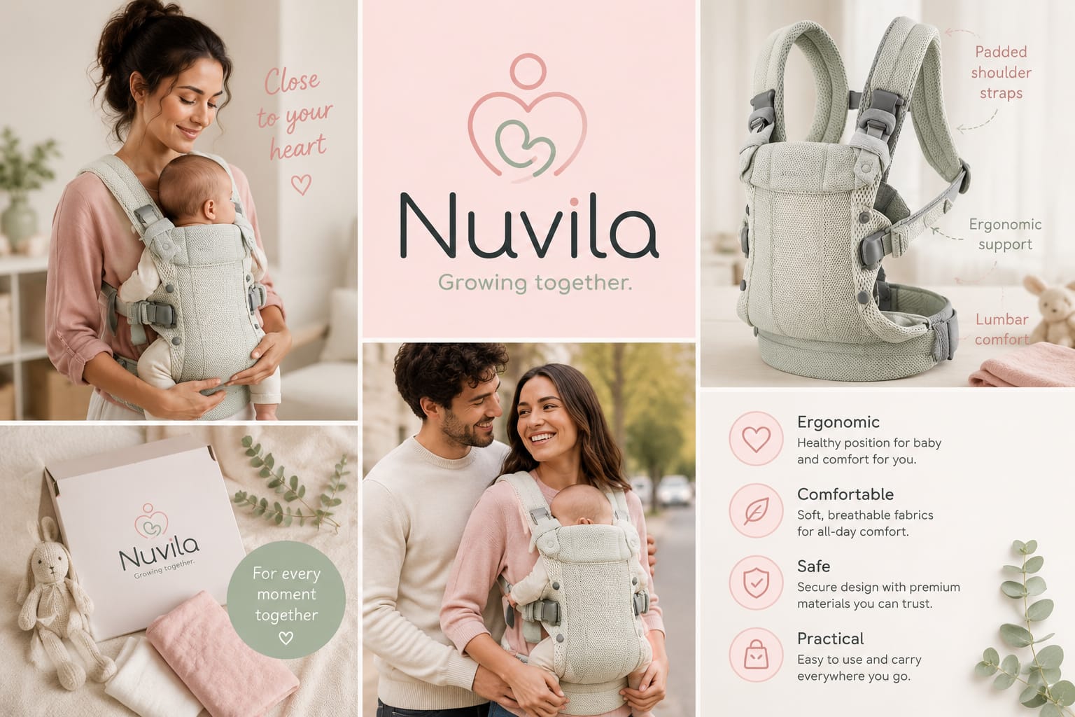Nuvila Embrace™ | Marsupio ergonomico 3-in-1